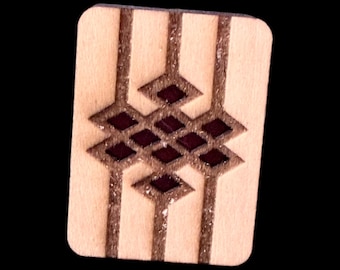 Diamond and Lines - Tessere del Mahjong in legno incise e personalizzate, realizzate a mano