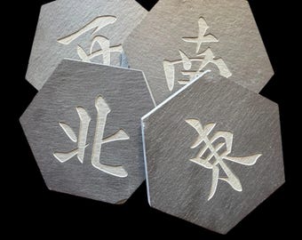 Engraved Slate Mahjong Coasters – The Four Winds Collection