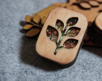 Cutout Leaves Rhinestone Accents- Handcrafted Custom Engraved Wooden Mahjong Tiles