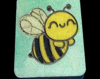 Bee - Handcrafted Hand-painted Custom Engraved Wooden Mahjong Tiles