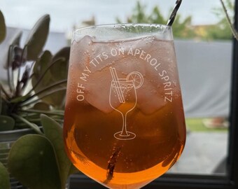 Personalized Aperol Spritz Glass: Engraved Cocktail Gift