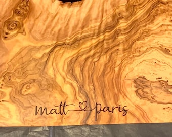 Personalized Olive Wood Serving Board: Engraved Charcuterie Cheese Board