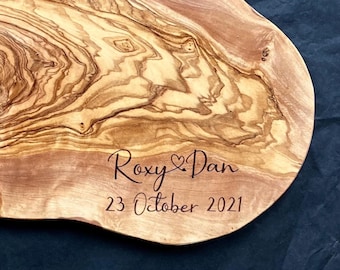 Heart & Names Serving Board/Olive Wood Charcuterie Boards/House Warming Gift/Personalised Cheese Board/Wedding Gift/Valentines Day Gift