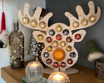 Personalised Wooden Christmas Advent Calendar : Reindeer, Snowman, Tree