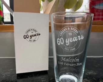 Personalised Pint Glass, Cheers & Beers, Personalised Fun Office Gift, Personalised Best Gift For Him, Secret Santa for Him