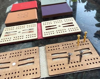 Leather Travel Cribbage Board: Personalized Card Game, Christmas Cribbage Gift, Secret Santa Present
