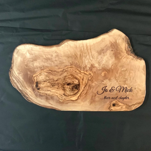 Personalised Olive Wood Charcuterie Board, Engraved Serving Board