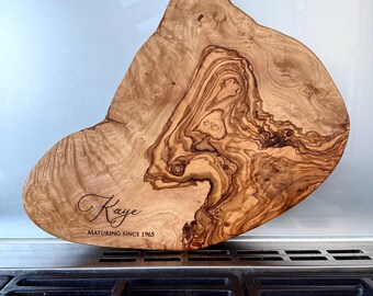 Personalized Olive Wood Serving Board: 'Maturing Since' Engraved Design, Personalised Charcuterie Board, Big Birthday Gift