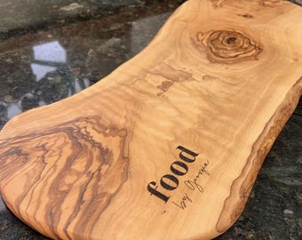 Personalized Olive Wood Serving Board: Engraved Business Logo Cheese Board