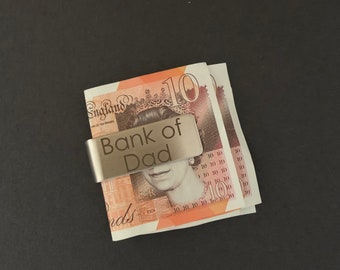 Personalized Money Clip, Stainless Steel or Brass, Christmas Gift for Dad