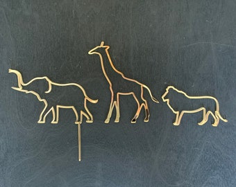 Acrylic Jungle Animal Cake Topper Silhouettes