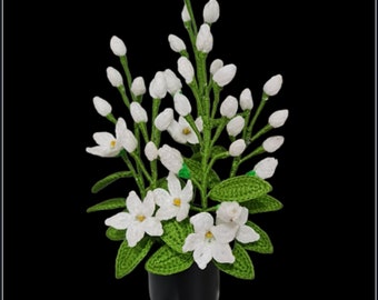 Motif fleur de jasmin au crochet facile | Décoration florale DIY (Patron PDF)