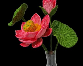 Schema facile per realizzare un fiore di loto all'uncinetto / Decorazione floreale fai da te (schema PDF)