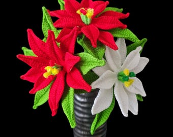Easy Crochet Poinsettia Flower Pattern PDF | DIY Holiday Floral Decor | Affordable Step-by-Step Guide