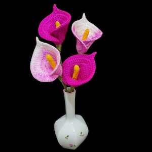 Eenvoudig gehaakt Calla Lelie bloemenpatroon pdf | DIY-gehaakt bloemendecor met gratis videotutorial | Betaalbare stapsgewijze handleiding