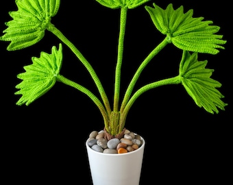 Modello facile per una palma da mulino a vento all'uncinetto / Decorazione con pianta tropicale (modello PDF)