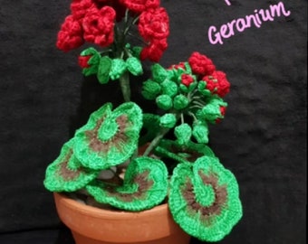 Motif de fleurs de géranium rouge au crochet facile | Décoration florale DIY (Patron PDF)