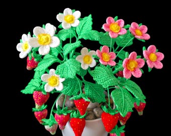 Motif de fraisier au crochet facile | Décoration de fruits à faire soi-même (Modèle PDF)