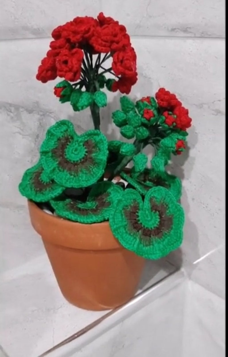 Easy Crochet Red Geranium Flower Pattern | DIY Floral Decor (PDF ...