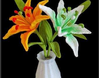 Crochet Stargazer Lily flowers