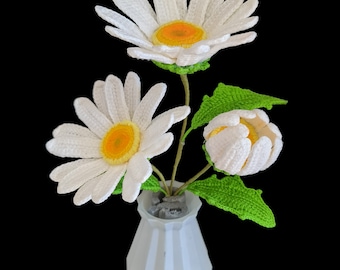 Motif de fleurs de marguerite au crochet facile | Décoration florale DIY (Patron PDF)