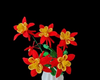 Motif de fleurs d'ancolie au crochet facile PDF | Décoration florale au crochet bricolage | Téléchargement numérique instantané