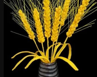 Motif végétal de blé au crochet facile | Décoration de feuille à faire soi-même (patron PDF)