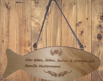 Deko Türschild "Fisch" mit Wunschtext