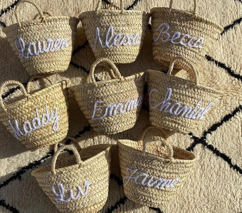 Personalized WEDDING GIFT GUEST  straw moroccan basket,bridal shower bags,customized straw bags,custom beach bag,straw tote,embroidered bags 