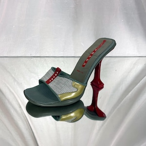 Vintage Prada Sport SS 2000 Rare Designer High Heel Slip on Mules