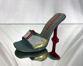 ヴィンテージ プラダ スポーツ SS 2000 レア デザイナー ハイヒール スリッポン ミュール