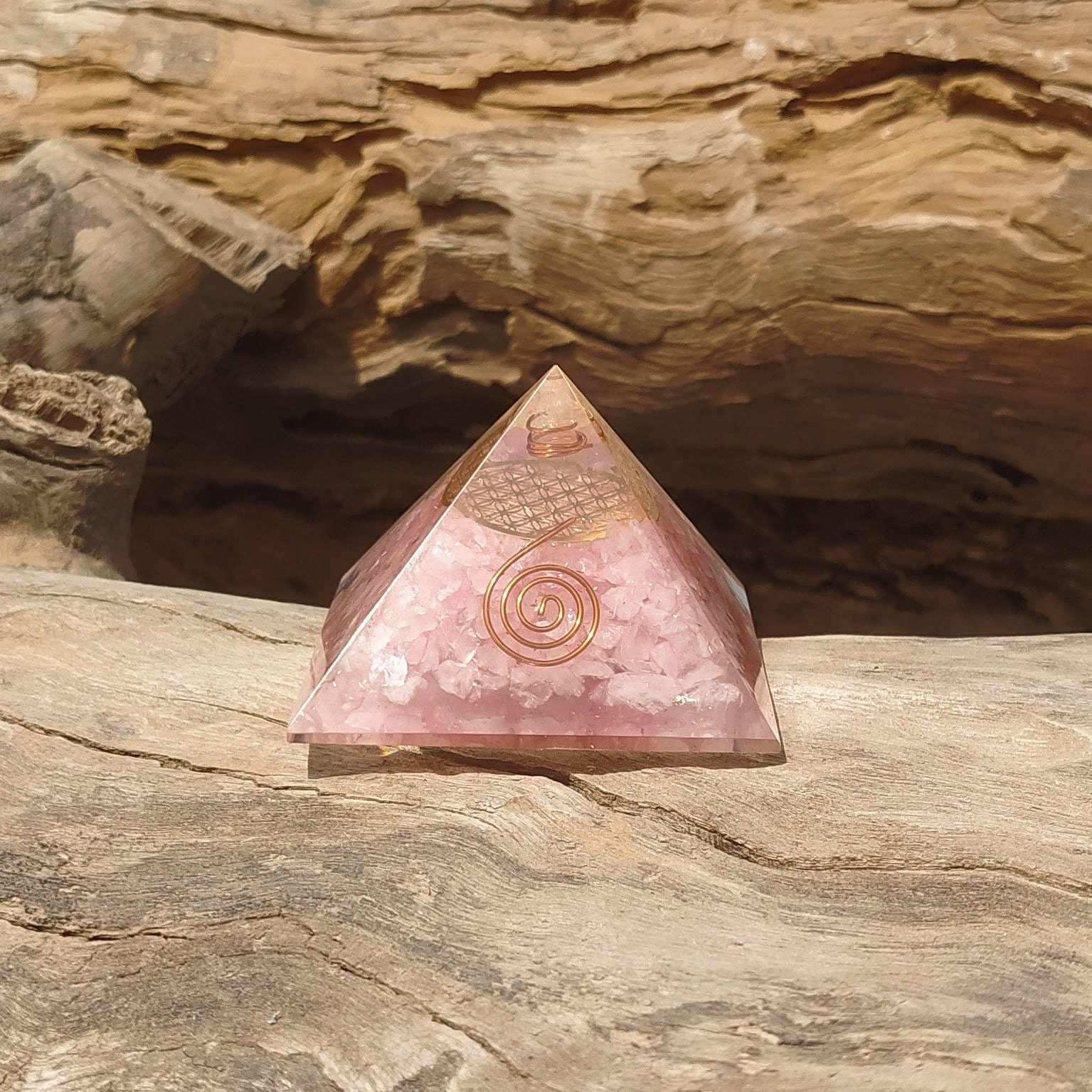 Rose Quartz Orgone Pyramid Emf Protection Energy Generator Etsy