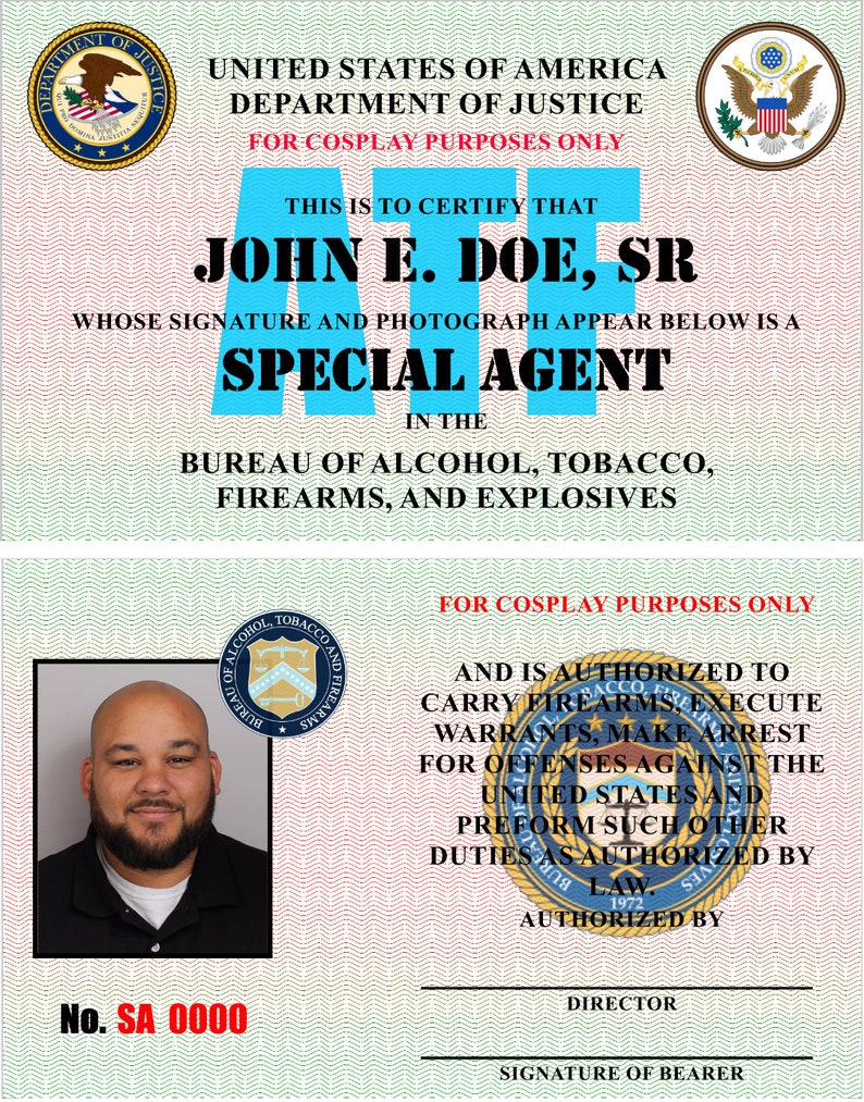 ATF FBI DEA pvc id card sets High Quality Cosplay id cards ...
