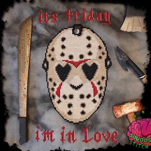 Jason Mask korsstygnsmönster, 80-tals goth slasher (PDF-mönster)