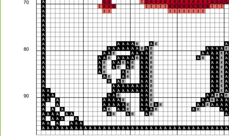 May include: Black and white cross-stitch pattern with the letters 'I' and 'D' in the center. The letters are surrounded by a border of black squares.