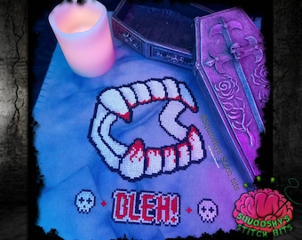 ¡Bleh! Patrón de punto de cruz de dientes de vampiro. PDF