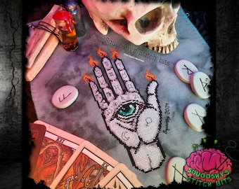 Hand of Glory Cross Stitch Pattern, Palmistry Curio Art (PDF Pattern)