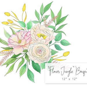 Ramo floral acuarela. Clipart de flores de rubor rosa. Arreglo de Rosas Peonías. Flores modernas acuarelas. Descarga instantánea de archivos 99