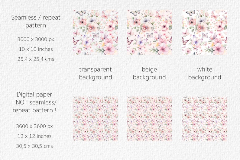 Butterflies and Flowers Digital Paper - Watercolor Floral Butterfly ...