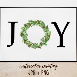 Arte digital de la ALEGRÍA navideña. Imágenes prediseñadas navideñas para imprimir. Arte mural con acuarela. Descarga digital. Png, Jpg. 37