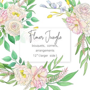 Blozen bloemen clipart. Aquarel pioen. Boeket Hoeken Arrangement. Blozen bloemen. Bruiloft clipart. PNG. Direct downloaden van bestanden, 99