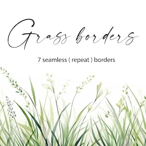 Fronteras sin costuras de hierba, imágenes prediseñadas de hierbas silvestres, plantas de campo sin fin, imágenes prediseñadas de hierba, vegetación, verde savia, repetir fronteras, botánico, m12