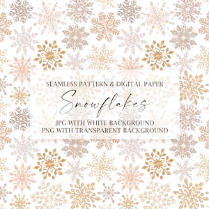 Papier cyfrowy Snowflake - Wzór bezszwowego płatka śniegu - Neutralne kolory - Tło świąteczne - Powtarzalny wzór świąteczny - Opakowanie świąteczne - 2607