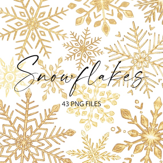 Golden Snowflake Clipart - Snowflakes PNG - Christmas Clipart - Glitter Snowflakes PNG - Xmas clipart - Winter Clip Art - 2607