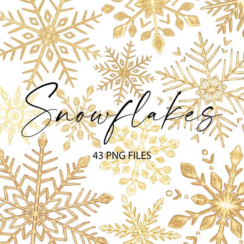 Gyllene snöflinga Clipart - Snöflingor PNG - Jul Clipart - Glitter snöflingor PNG - Jul clipart - Vinter Clip Art - 2607 bild 1