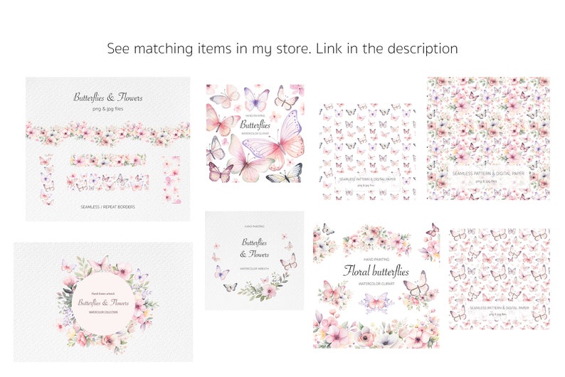 Butterflies Digital Paper Png JPG - Watercolor Butterfly Seamless ...
