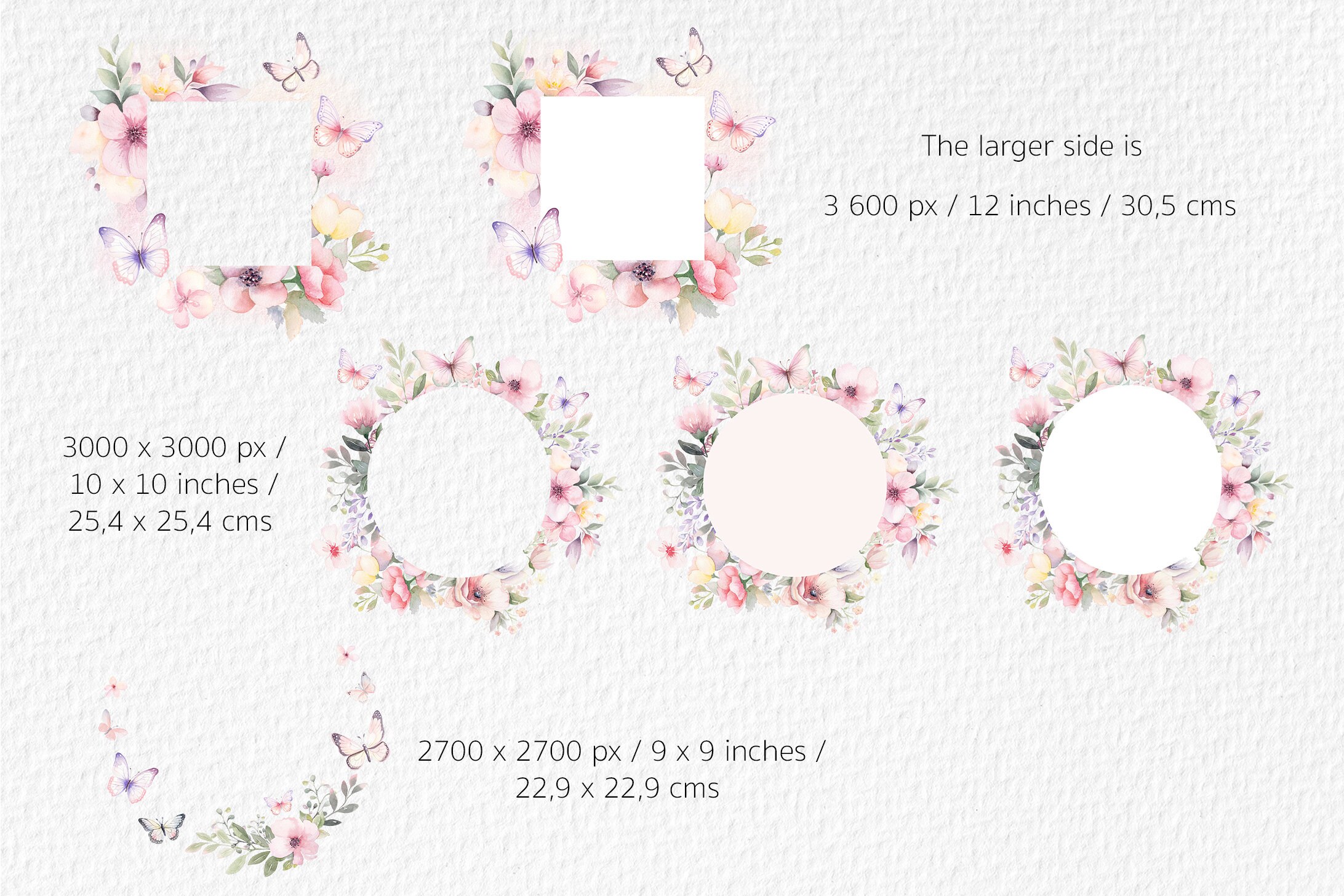 Floral Butterfly Watercolor Clipart PNG - Butterfly Bundle ...