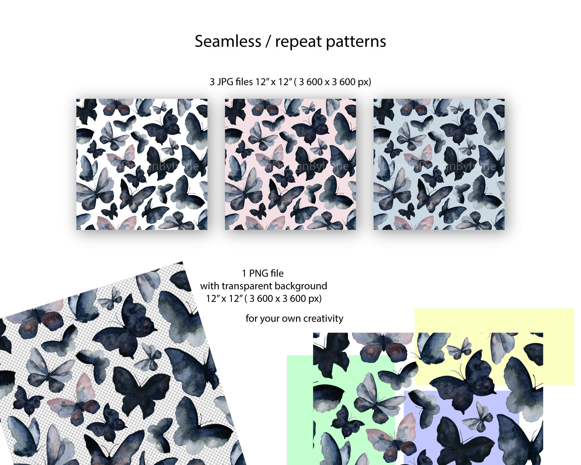 Butterfly Seamless Pattern, Digital Paper With Black Butterflies ...