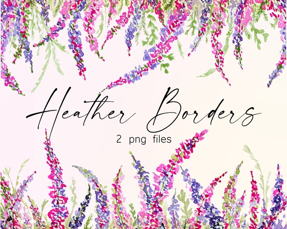 Wildflower Frame Clipart, Heather Clipart, Bright Wildflowers Png, Purple Flowers Png, Floral Border Clipart. Instant File Download, 100