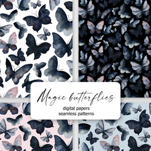 Butterfly Seamless Pattern, Digital Paper With Black Butterflies ...